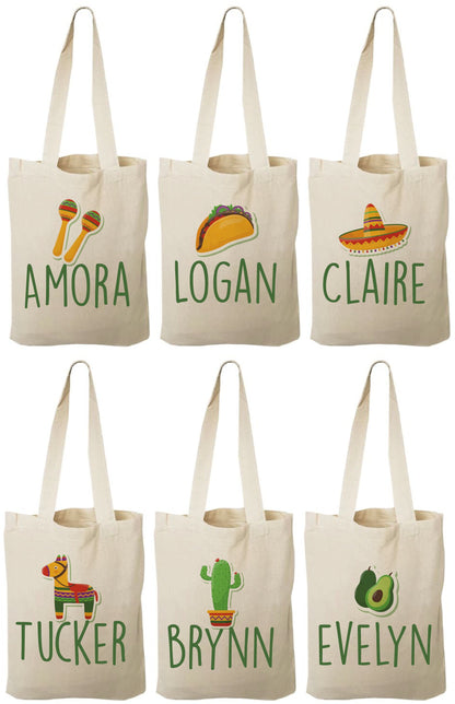 Personalized Fiesta Party Favor Bags - Set of Six Bags