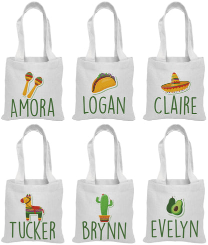 Personalized Fiesta Party Favor Bags - Set of Six Bags