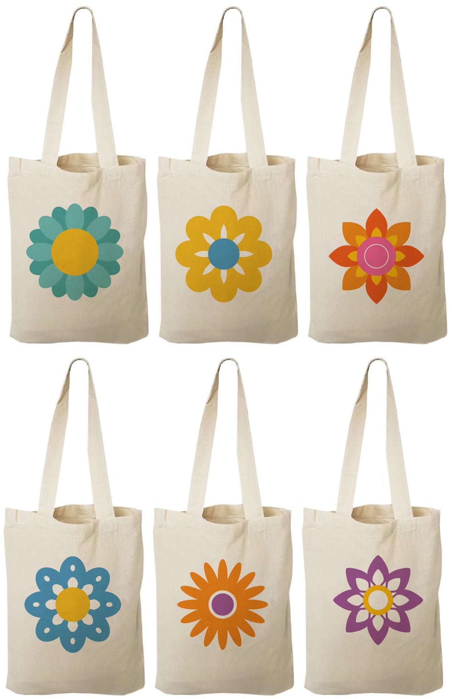 Flower Power Party Favor Bags - Set of Six Bags
