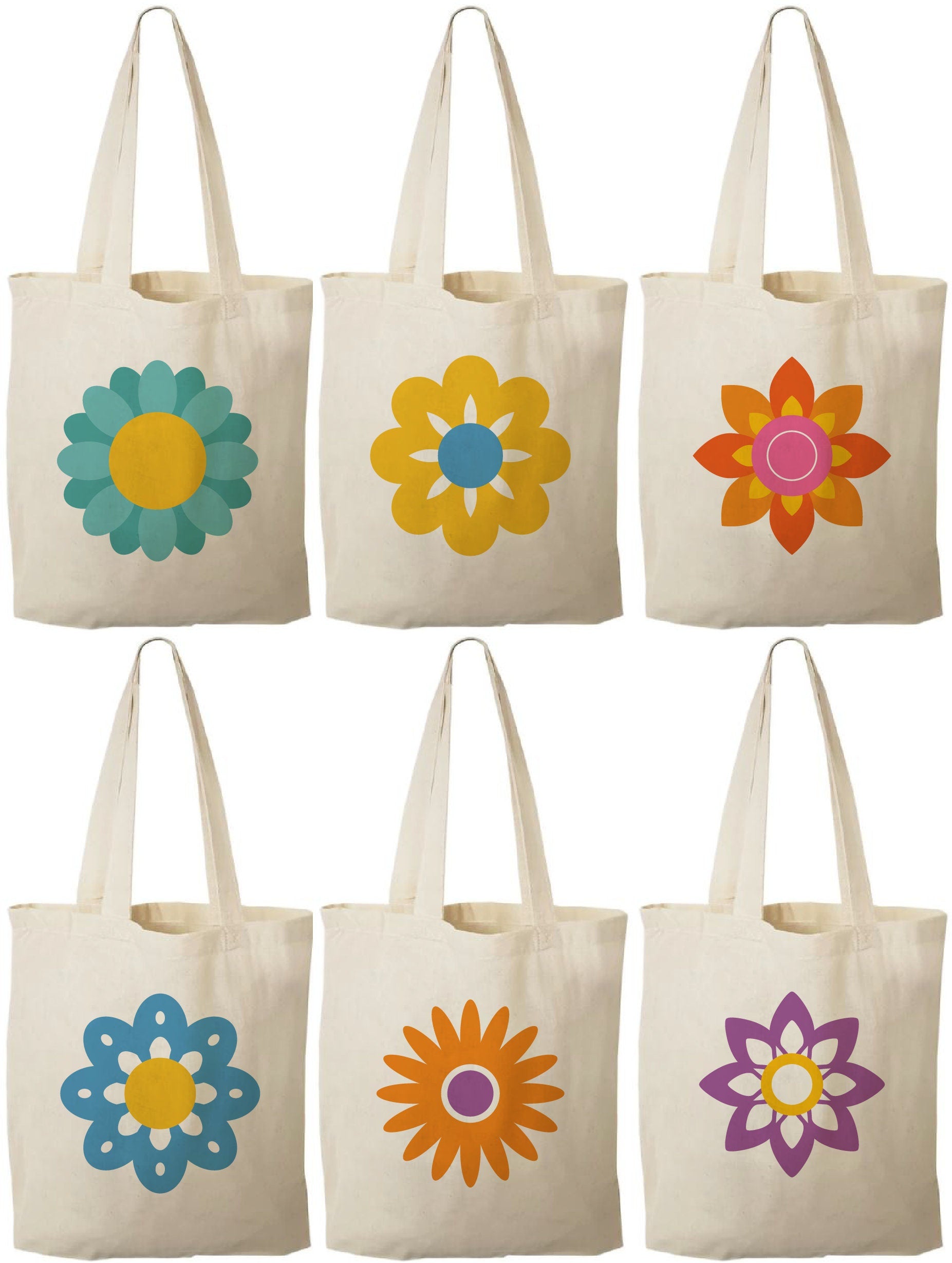 Flower Power Party Favor Bags - Set of Six Bags