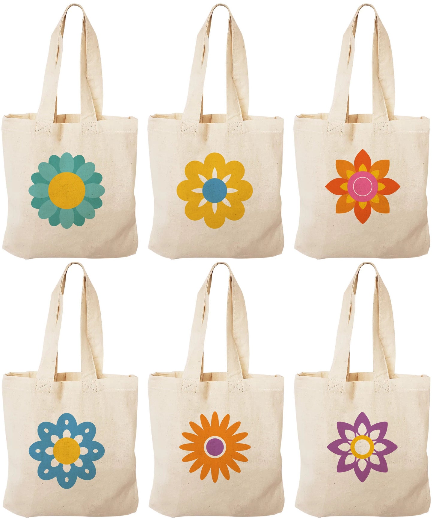 Flower Power Party Favor Bags - Set of Six Bags