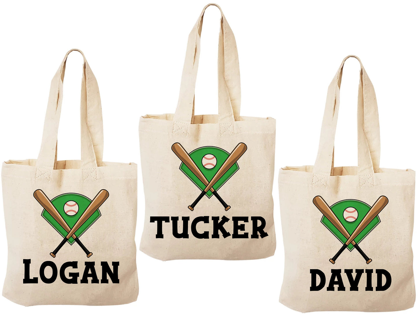 Personalized Baseball Favor Bag - Custom Name Canvas Tote