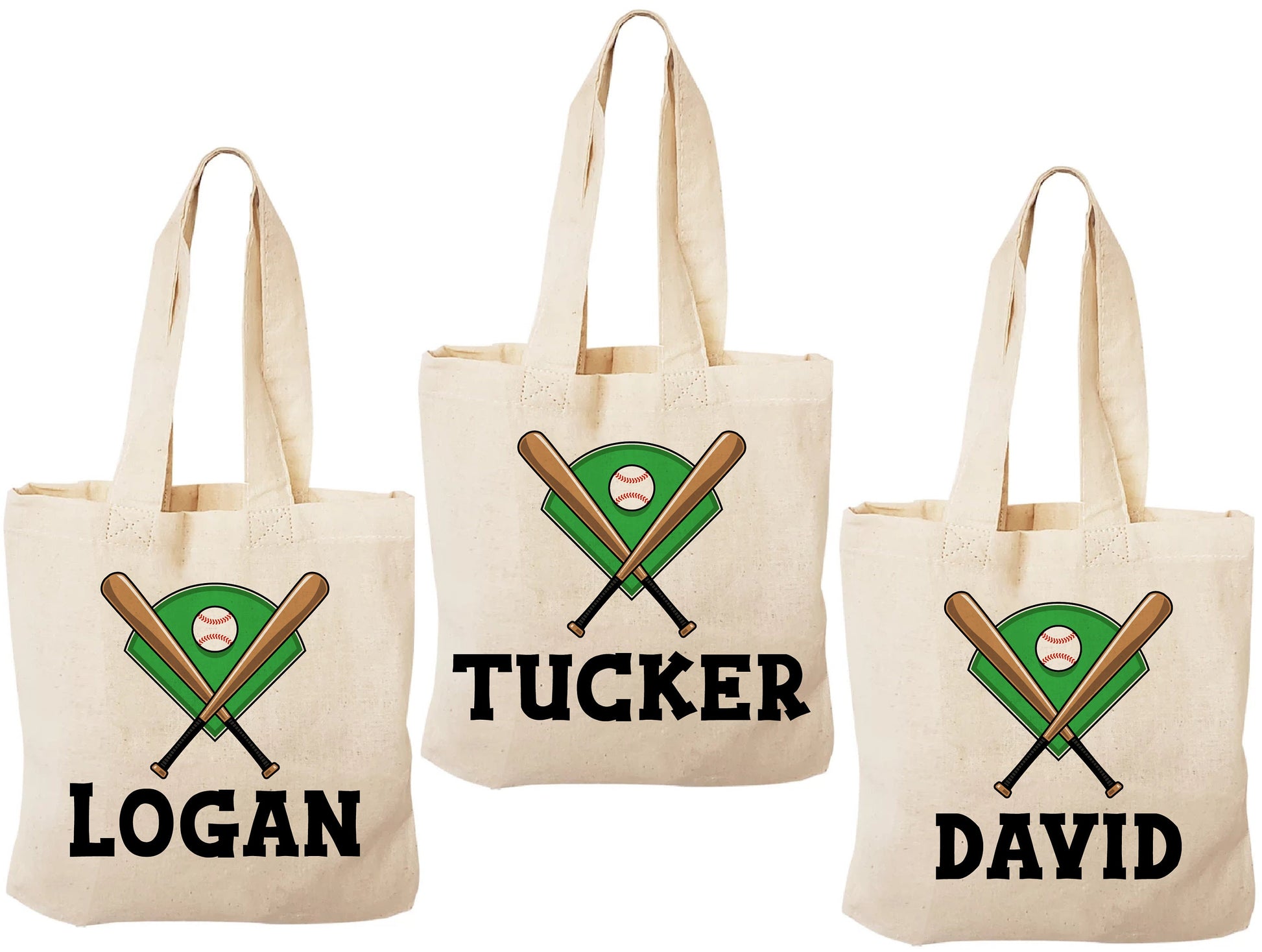 Personalized Baseball Favor Bag - Custom Name Canvas Tote