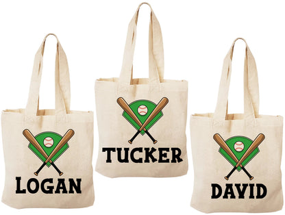 Personalized Baseball Favor Bag - Custom Name Canvas Tote