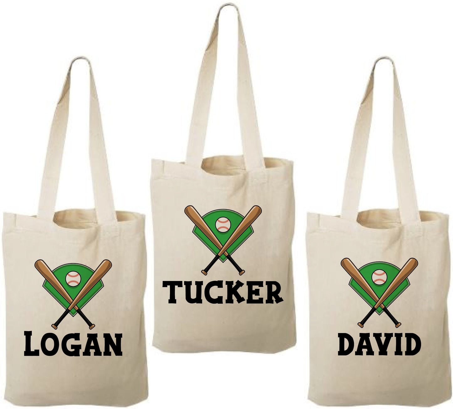 Personalized Baseball Favor Bag - Custom Name Canvas Tote