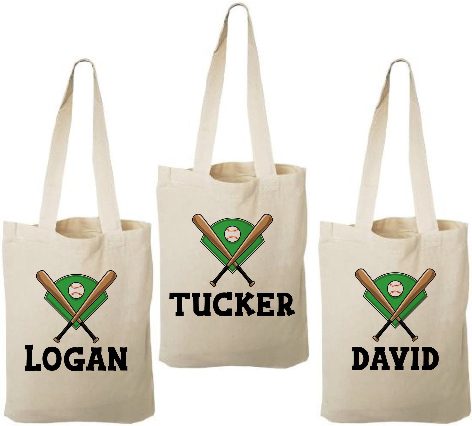 Personalized Baseball Favor Bag - Custom Name Canvas Tote