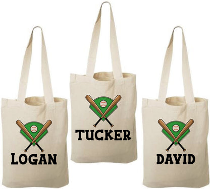 Personalized Baseball Favor Bag - Custom Name Canvas Tote