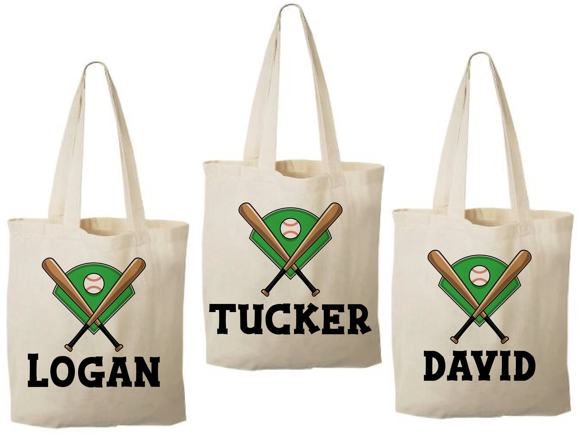 Personalized Baseball Favor Bag - Custom Name Canvas Tote