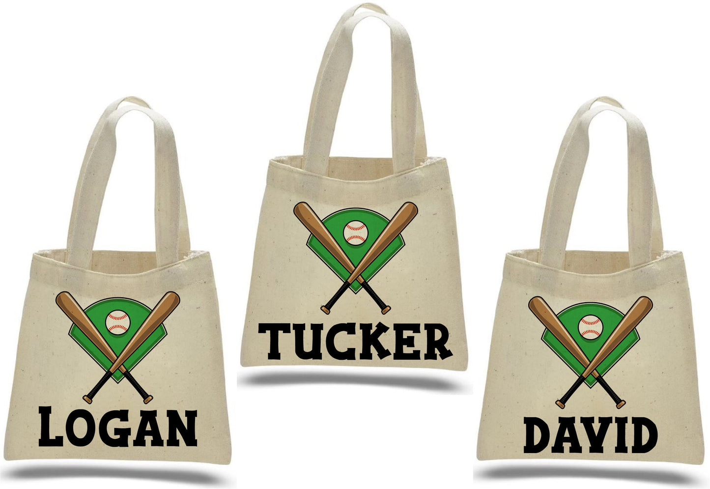Personalized Baseball Favor Bag - Custom Name Canvas Tote