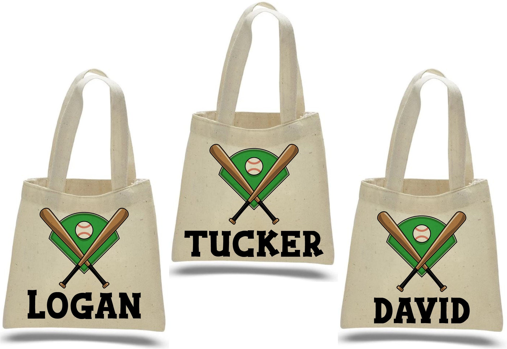 Personalized Baseball Favor Bag - Custom Name Canvas Tote