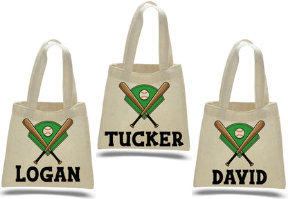 Personalized Baseball Favor Bag - Custom Name Canvas Tote