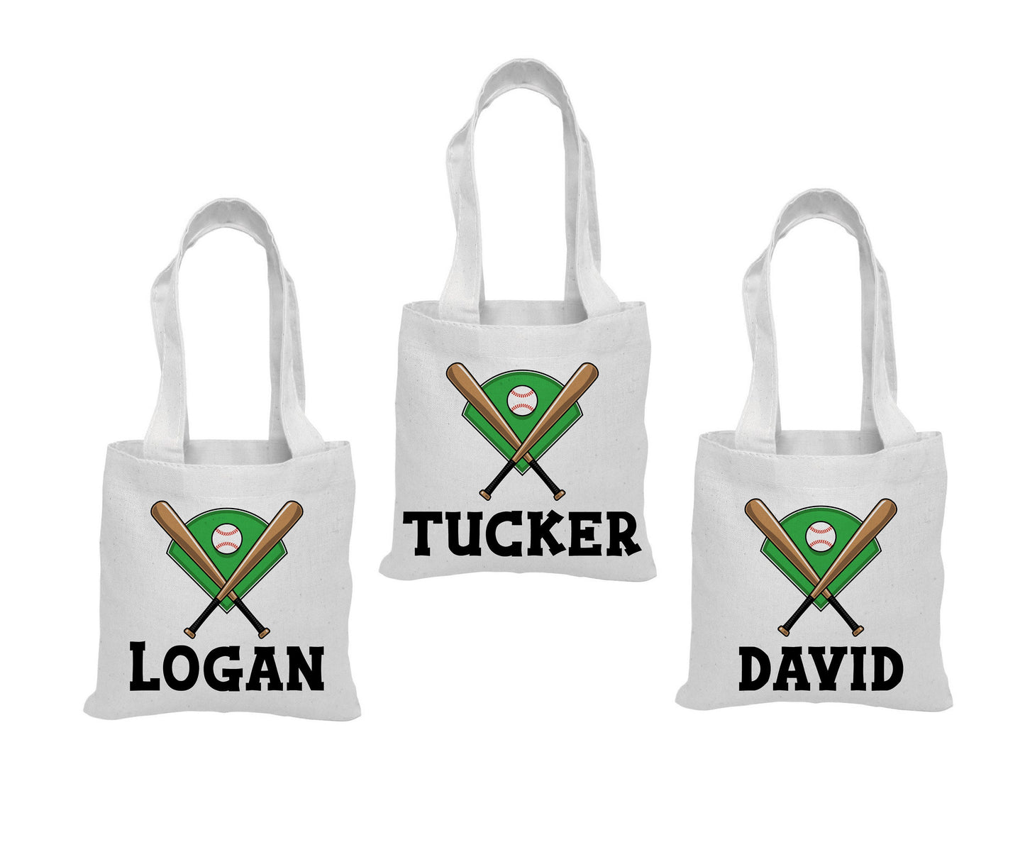 Personalized Baseball Favor Bag - Custom Name Canvas Tote