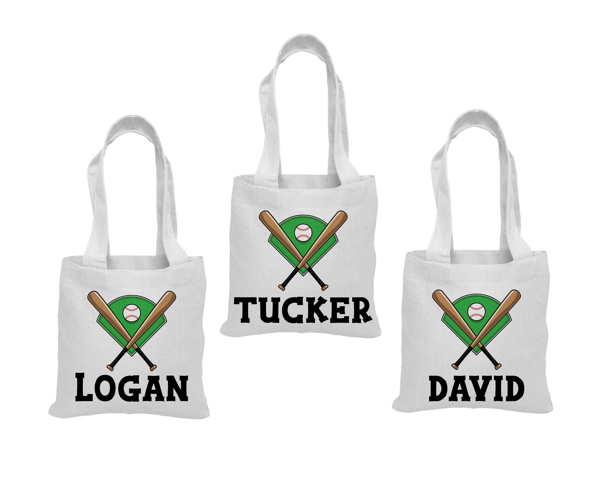 Personalized Baseball Favor Bag - Custom Name Canvas Tote