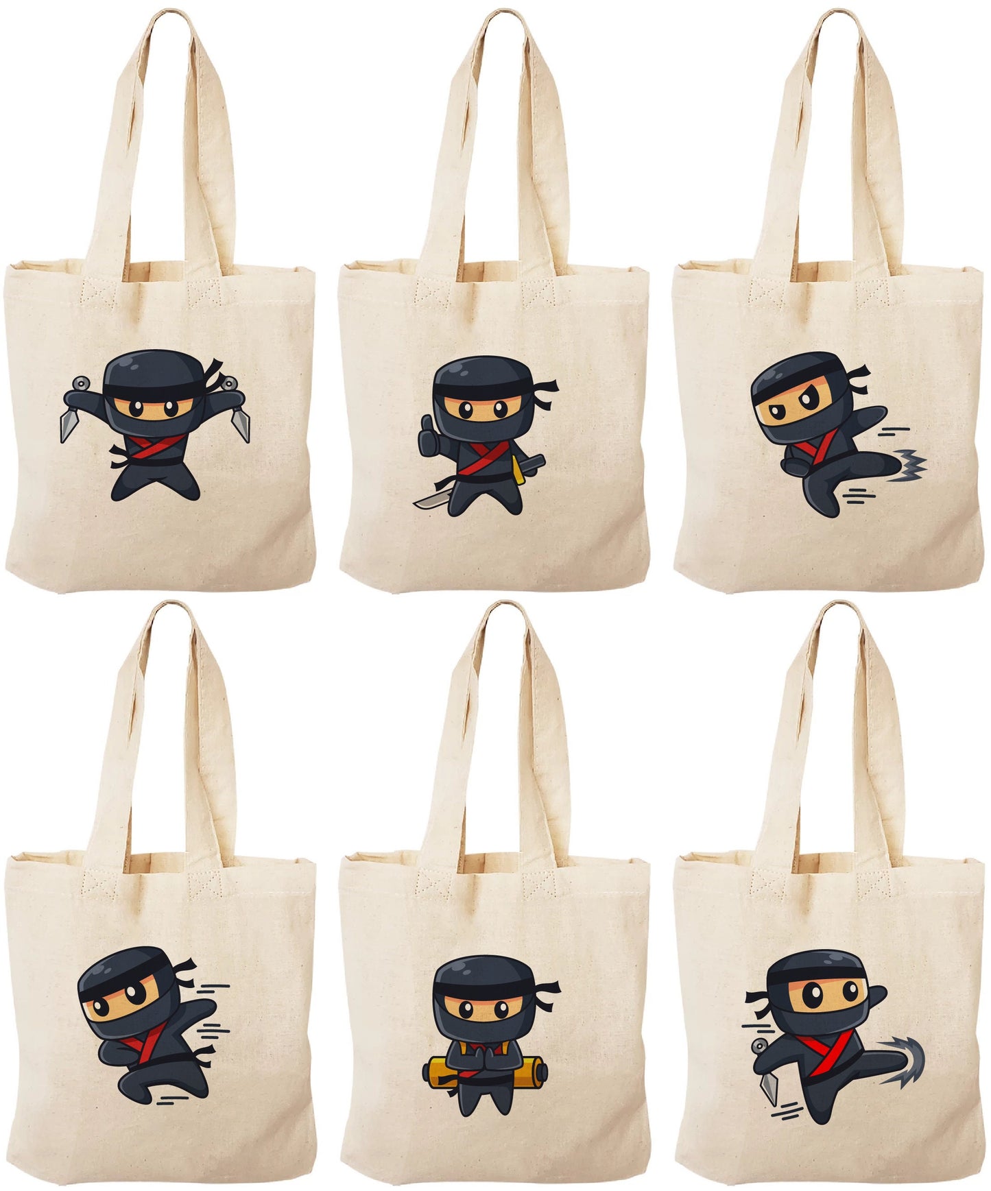 Ninja Party Favor Bags - Set of Six - Perfect for Ninja Themed Parties!