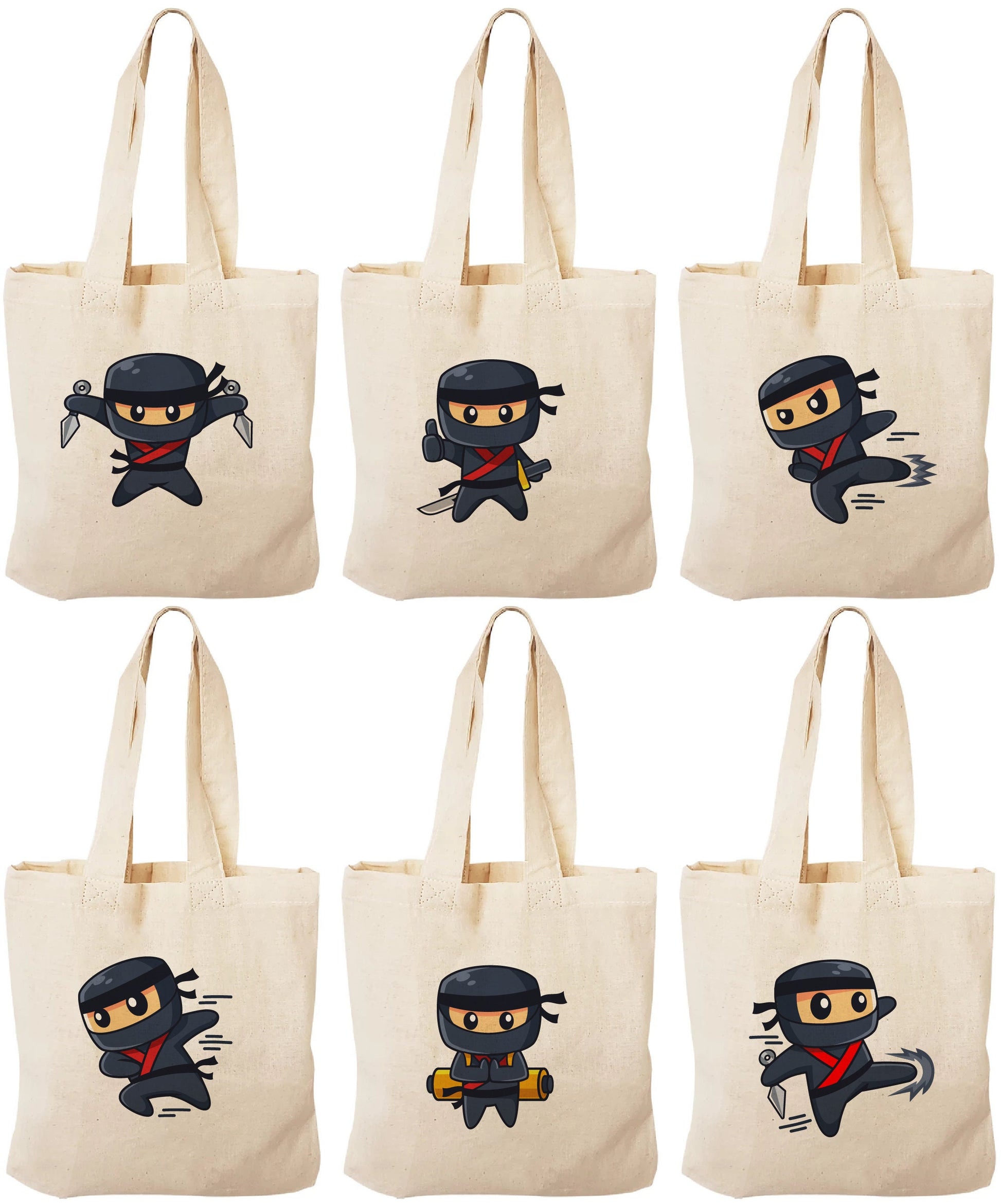 Ninja Party Favor Bags - Set of Six - Perfect for Ninja Themed Parties!