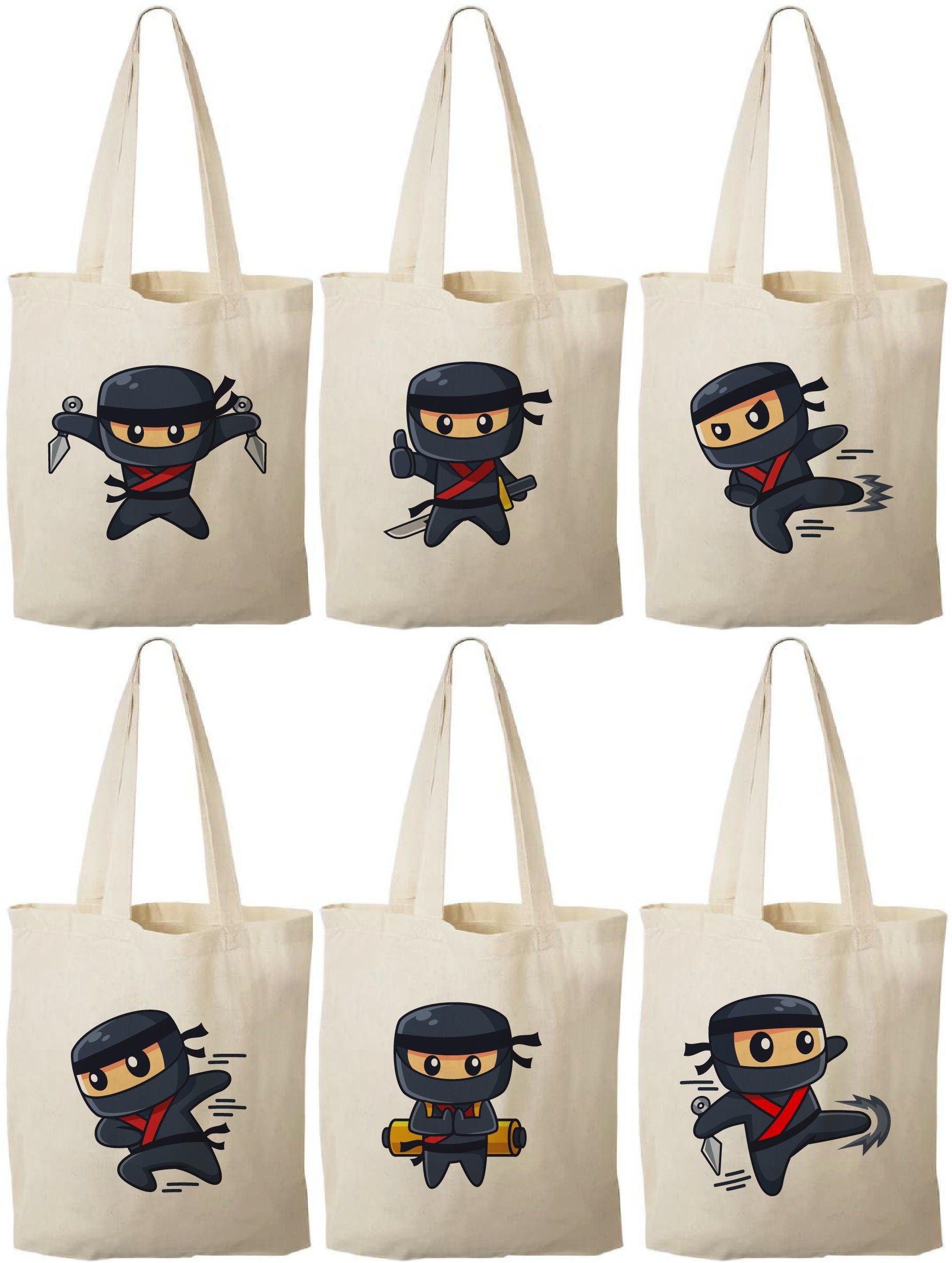 Ninja Party Favor Bags - Set of Six - Perfect for Ninja Themed Parties!