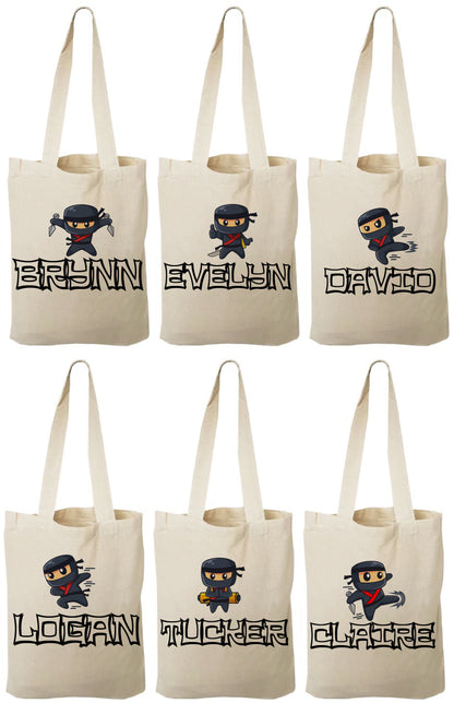 Personalized Ninja Party Favor Bags - Set of Three Bags