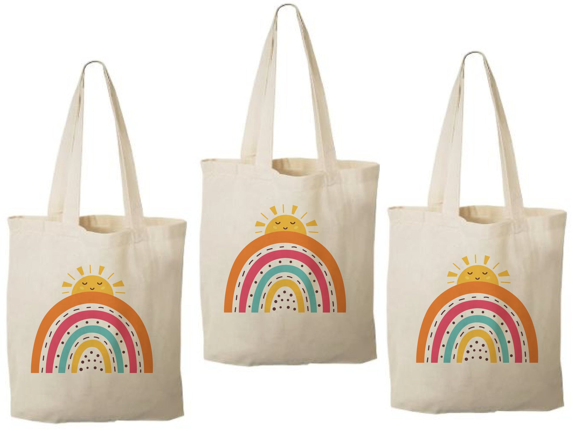 Rainbow Cotton Goodie Bags, Set of 3, Party Favors