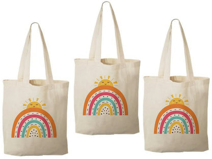 Rainbow Cotton Goodie Bags, Set of 3, Party Favors