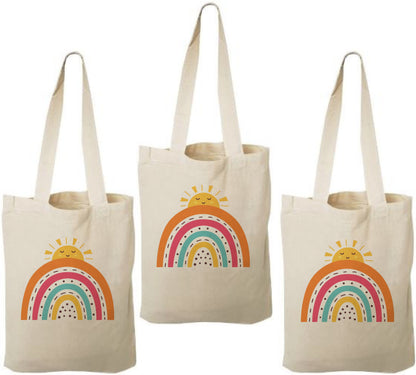 Rainbow Cotton Goodie Bags, Set of 3, Party Favors