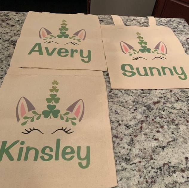 Personalized St. Patrick’s Day Unicorn Party Favor Bags - Set of Three Bags