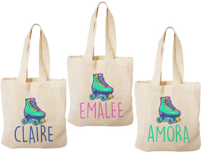 Custom Roller Skating Party Favor Bags - Perfect for Roller Skating Themed Parties & Events! - Set of Three Bags Personalized with Names