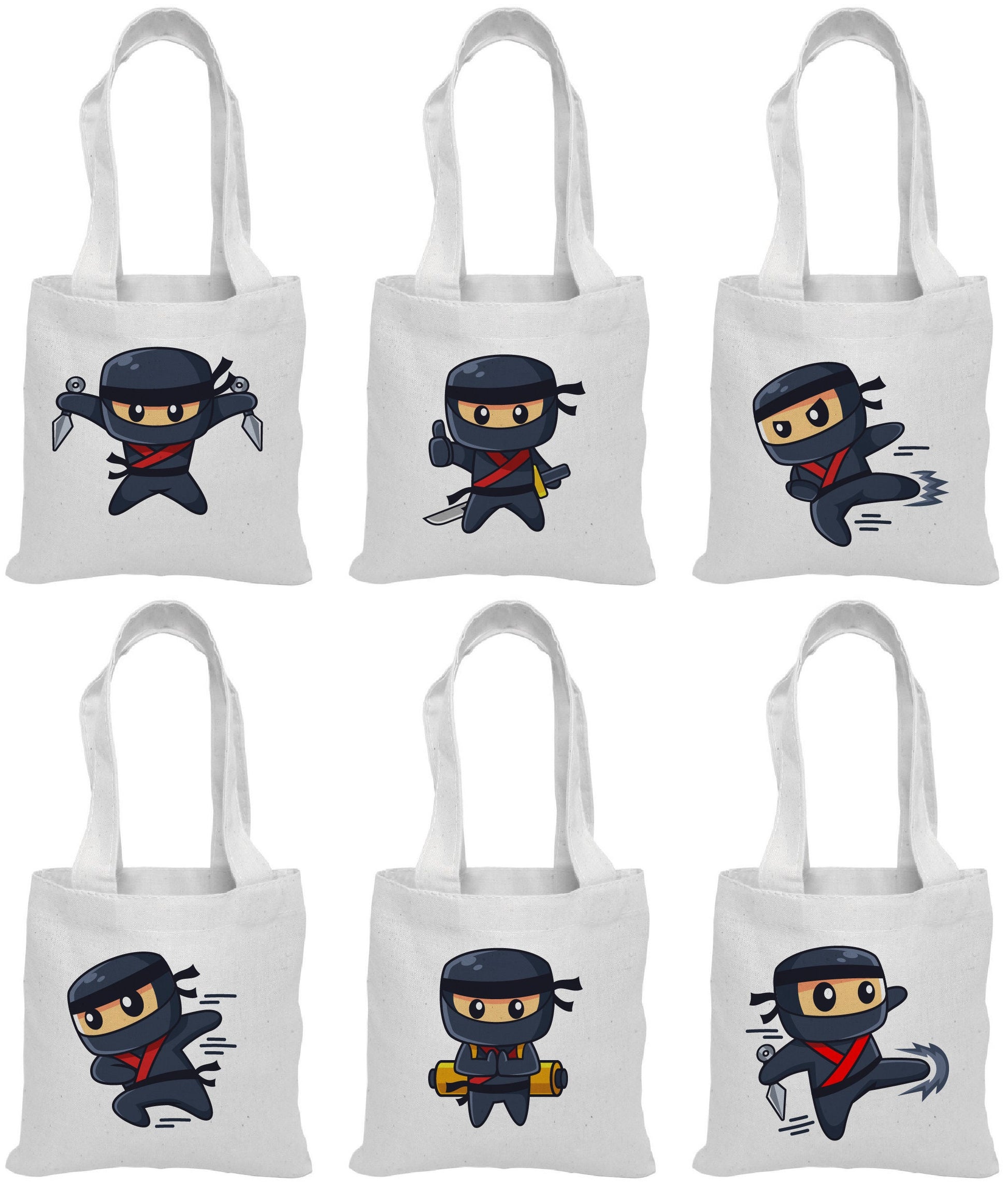 Ninja Party Favor Bags - Set of Six - Perfect for Ninja Themed Parties!