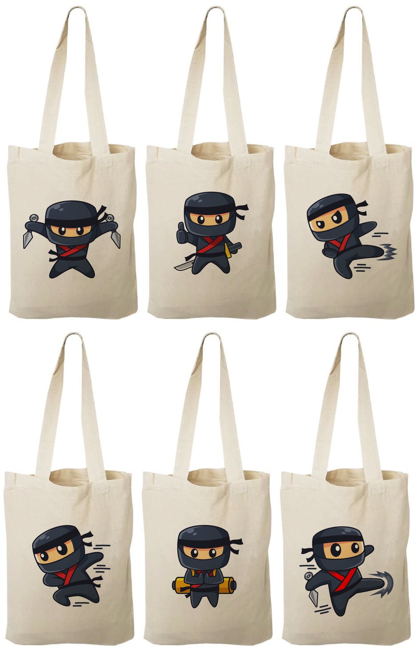 Ninja Party Favor Bags - Set of Six - Perfect for Ninja Themed Parties!