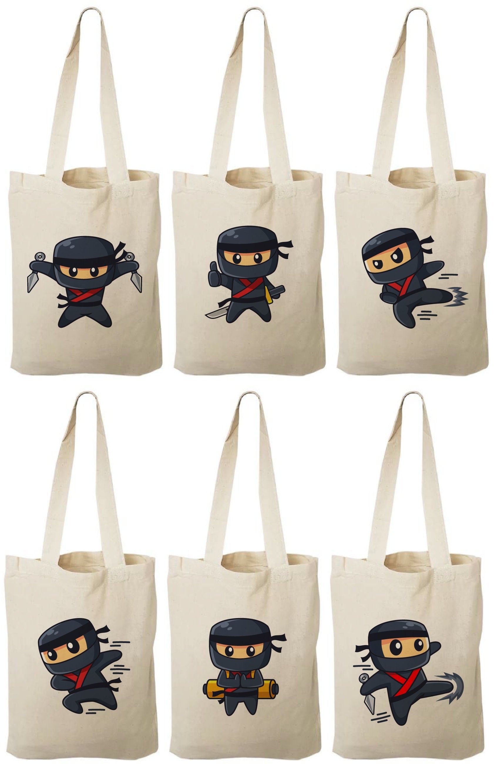 Ninja Party Favor Bags - Set of Six - Perfect for Ninja Themed Parties!