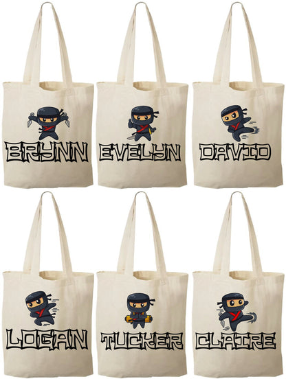 Personalized Ninja Party Favor Bags - Set of Three Bags