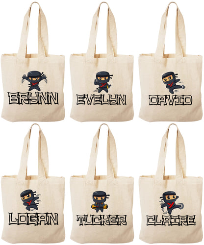 Personalized Ninja Party Favor Bags - Set of Three Bags