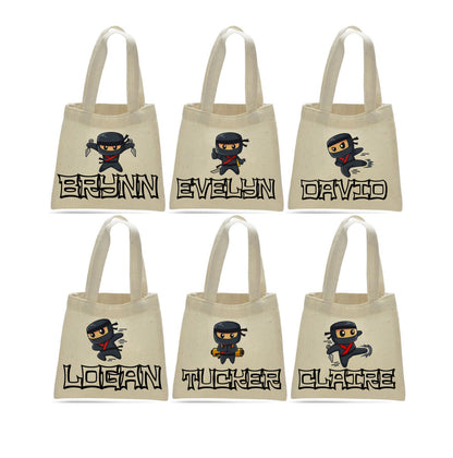 Personalized Ninja Party Favor Bags - Set of Three Bags