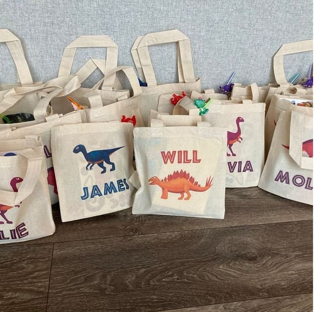 Personalized Dinosaur Party Favor Bags - Set of 6