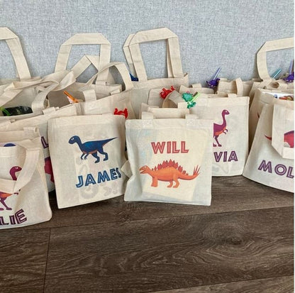 Personalized Dinosaur Party Favor Bags - Set of 6