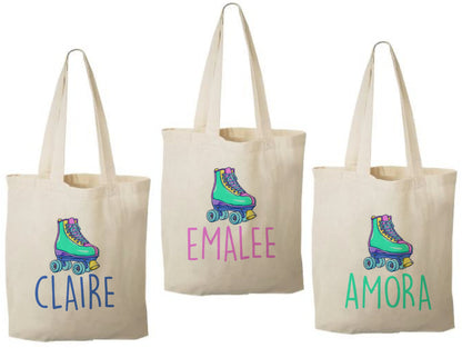 Custom Roller Skating Party Favor Bags - Perfect for Roller Skating Themed Parties & Events! - Set of Three Bags Personalized with Names