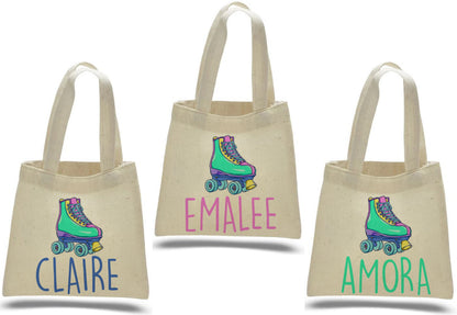 Custom Roller Skating Party Favor Bags - Perfect for Roller Skating Themed Parties & Events! - Set of Three Bags Personalized with Names