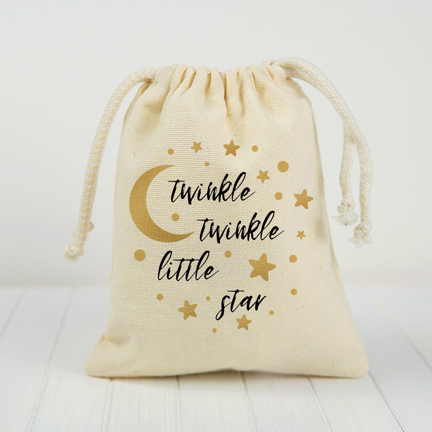 Twinkle Star Cotton Favor Bags – Celestial Baby Shower Treat Bags