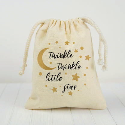 Twinkle Star Cotton Favor Bags – Celestial Baby Shower Treat Bags