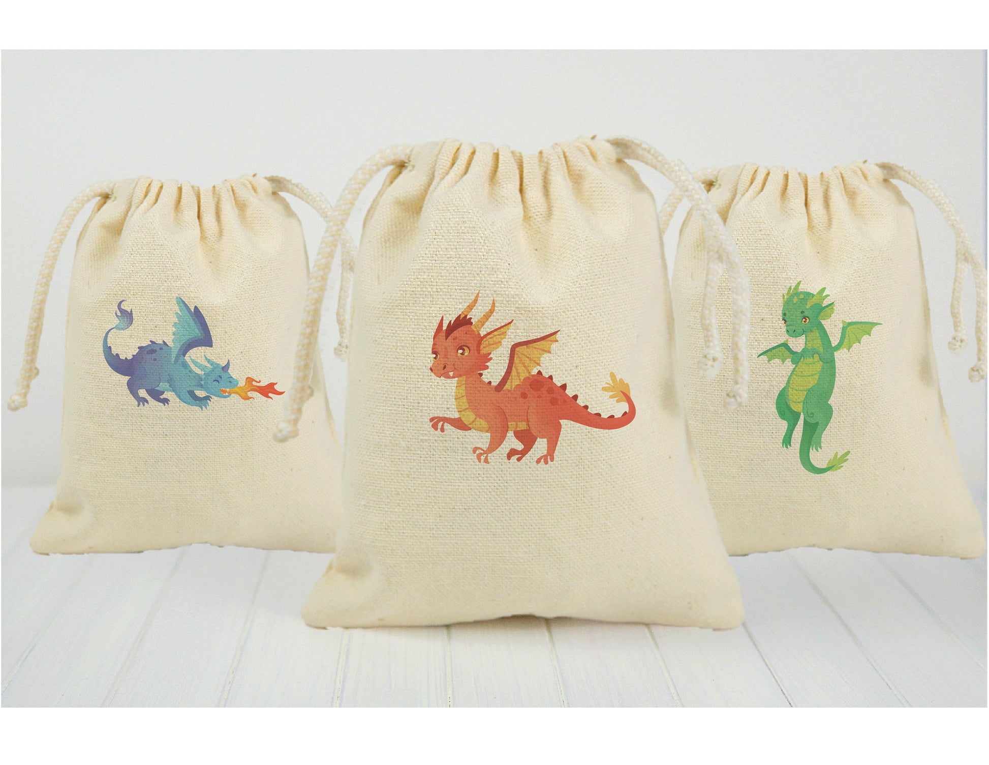 Dragon Party Favor Bags: Cotton Treat Bags