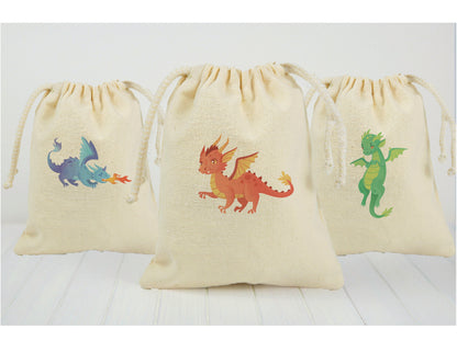 Dragon Party Favor Bags: Cotton Treat Bags