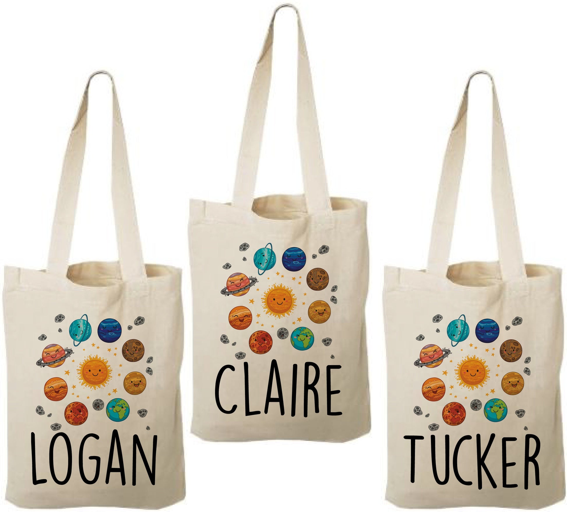 Personalized Space Party Favor Bags - Set of Three Bags