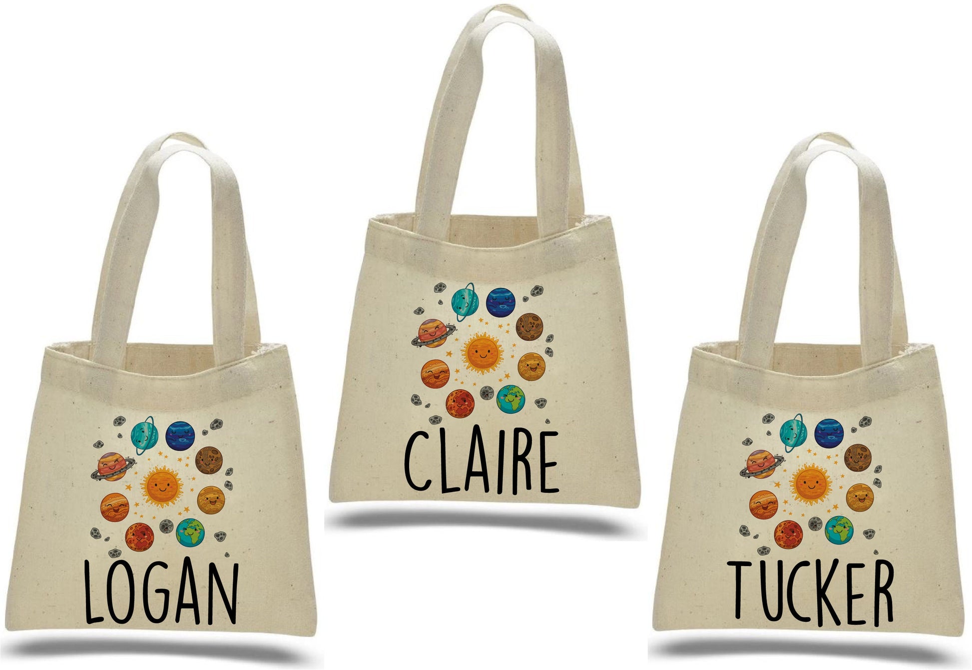 Personalized Space Party Favor Bags - Set of Three Bags