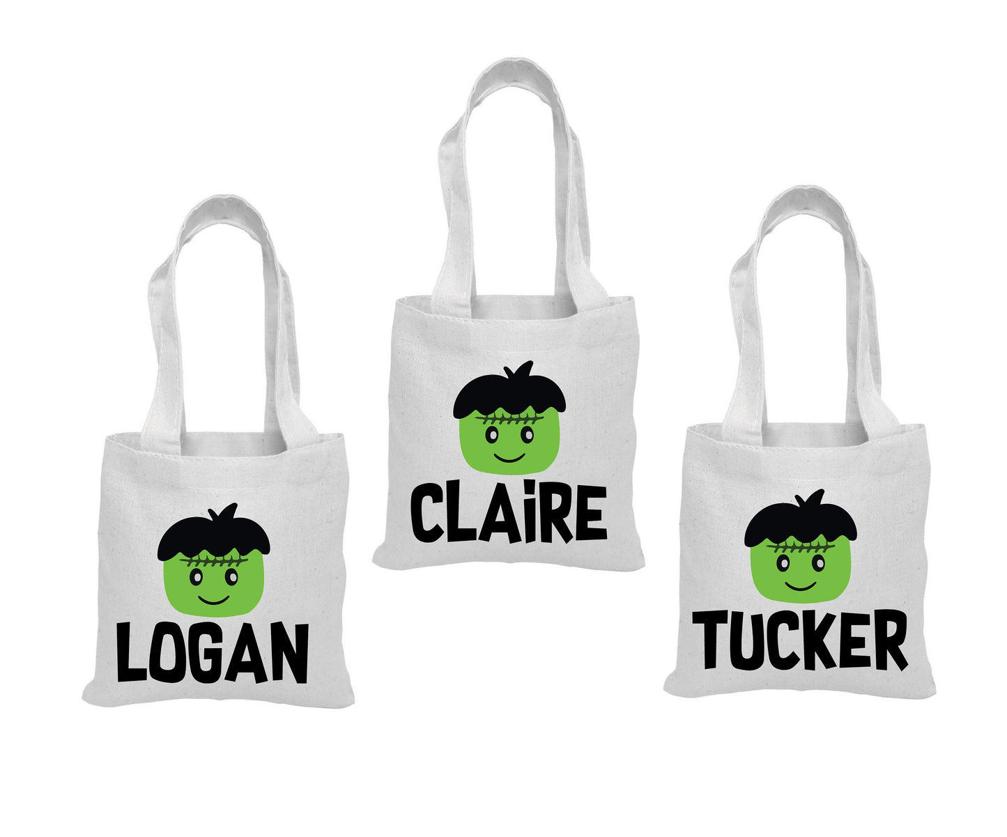 3 Halloween Treat Bags, Halloween Party Favor Bags, Halloween Treat Bags, Halloween Bags, Frankenstein Bags, Halloween Gift Bags, Halloween