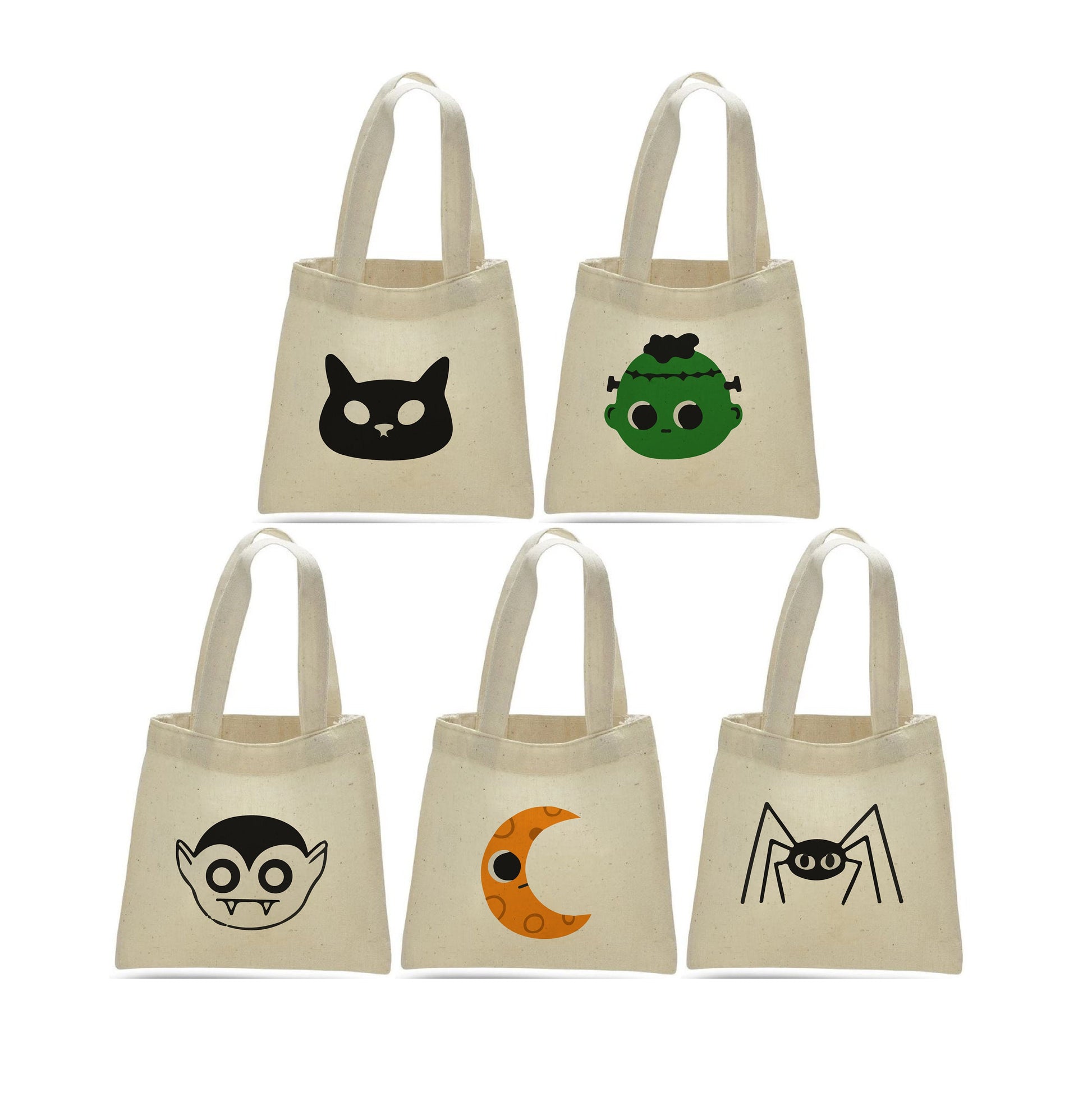 Halloween Party Favor Bags - Perfect for Halloween Parties! - Cotton Party Favor Bags with Handles - Set of Five