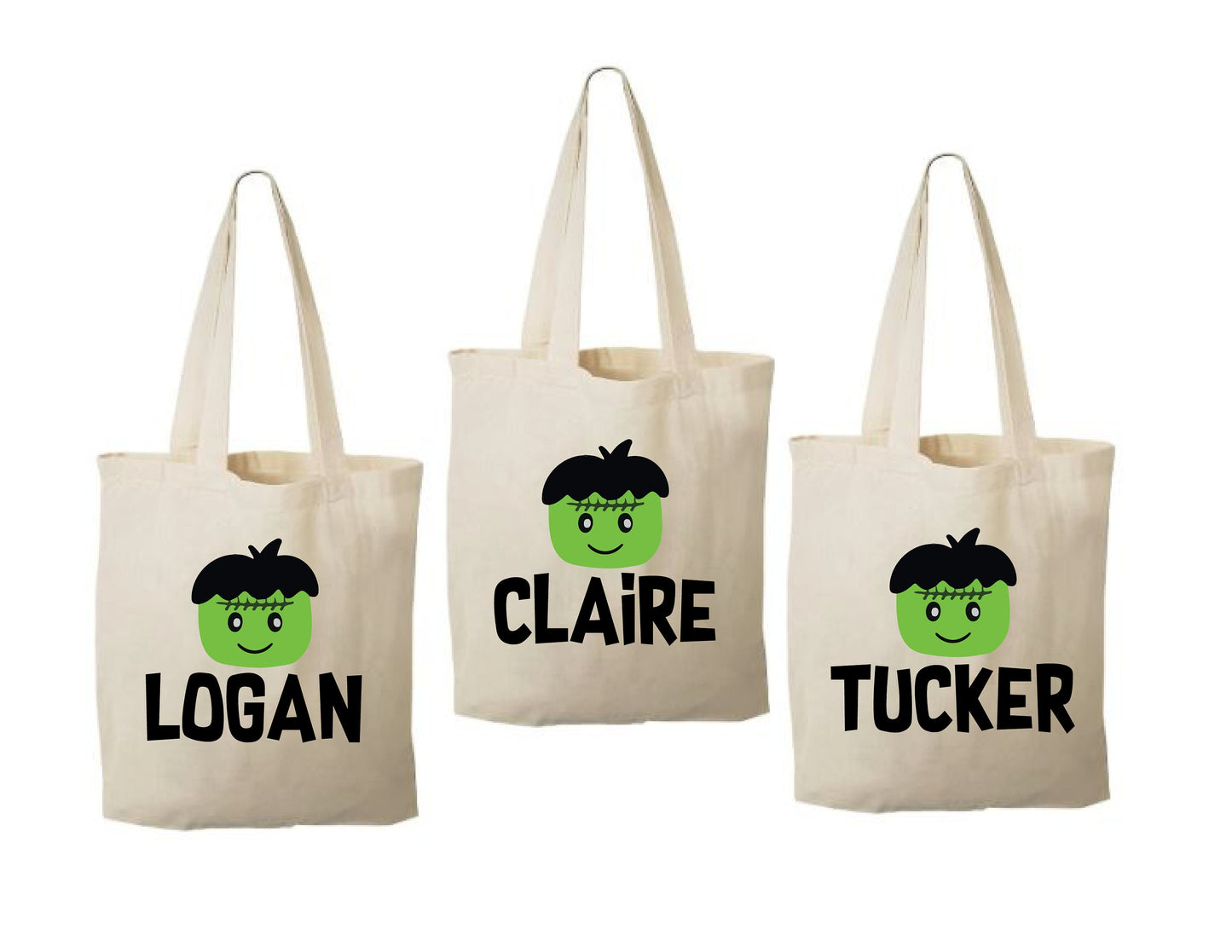 3 Halloween Treat Bags, Halloween Party Favor Bags, Halloween Treat Bags, Halloween Bags, Frankenstein Bags, Halloween Gift Bags, Halloween