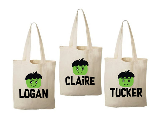 3 Halloween Treat Bags, Halloween Party Favor Bags, Halloween Treat Bags, Halloween Bags, Frankenstein Bags, Halloween Gift Bags, Halloween