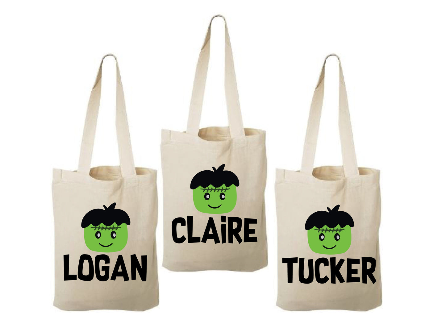 3 Halloween Treat Bags, Halloween Party Favor Bags, Halloween Treat Bags, Halloween Bags, Frankenstein Bags, Halloween Gift Bags, Halloween