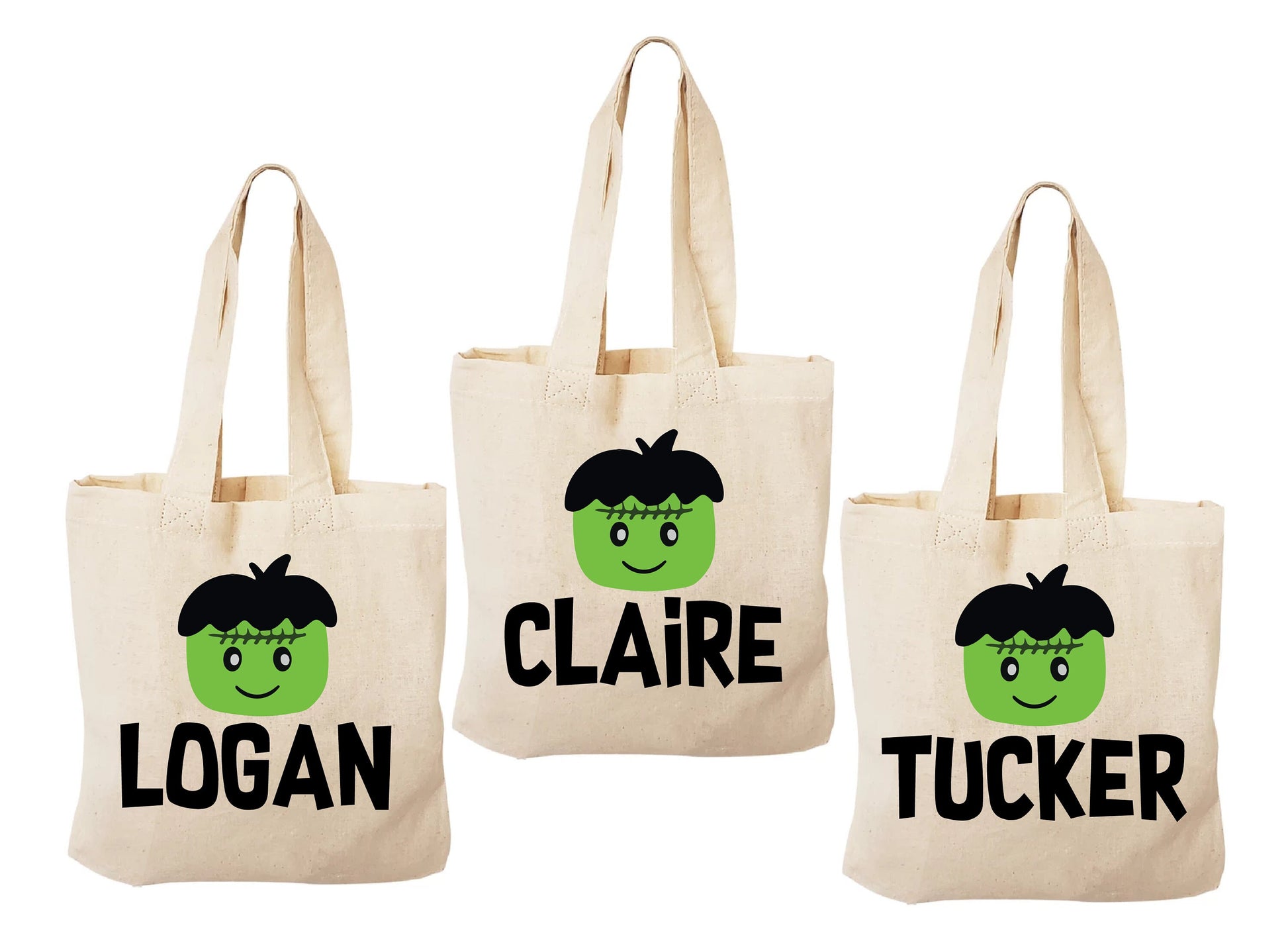 3 Halloween Treat Bags, Halloween Party Favor Bags, Halloween Treat Bags, Halloween Bags, Frankenstein Bags, Halloween Gift Bags, Halloween