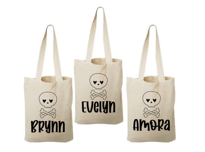 Personalized Halloween Favor Bags – Skeleton Design, Set of 3