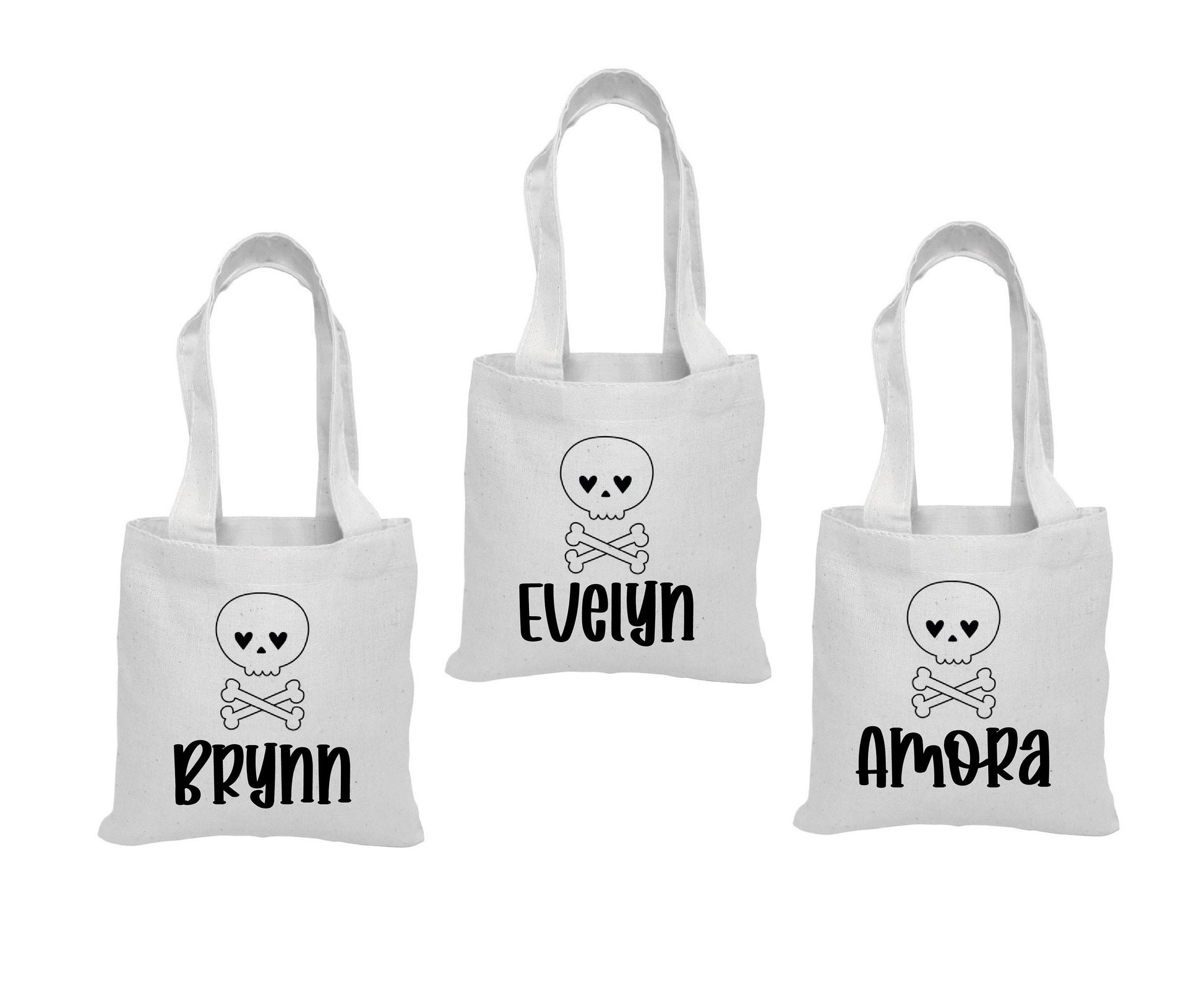 Personalized Halloween Favor Bags – Skeleton Design, Set of 3